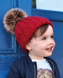 Włóczkowa czapka z futrzanym pomponem BEECHFIELD® dla małego i dużego dziecka