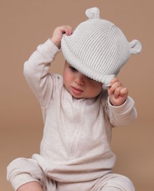 Organiczne beanie Beechfield® Baby Bear z uszkami dla dziecka