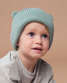 Organiczne beanie Beechfield® Baby Bear z uszkami dla dziecka