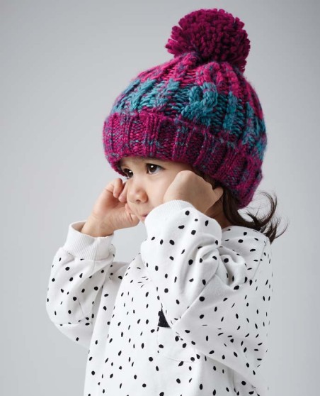 Włóczkowa czapka z pomponem ocieplona kożuchem BEECHFIELD® Corkscrew dla dziecka