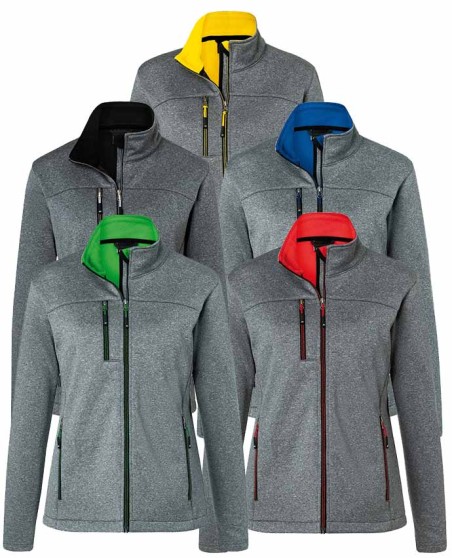 Melanżowy softshell James-Nicholson® z kontrastowym ociepleniem dla pani