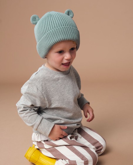 Organiczne beanie Beechfield® Baby Bear z uszkami dla dziecka