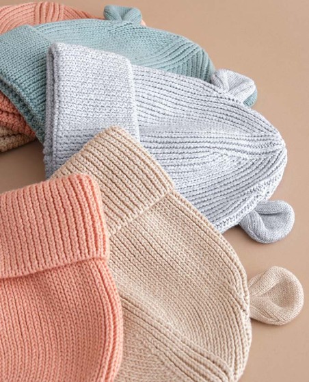 Organiczne beanie Beechfield® Baby Bear z uszkami dla dziecka