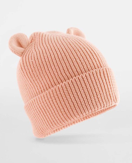 Organiczne beanie Beechfield® Baby Bear z uszkami dla dziecka
