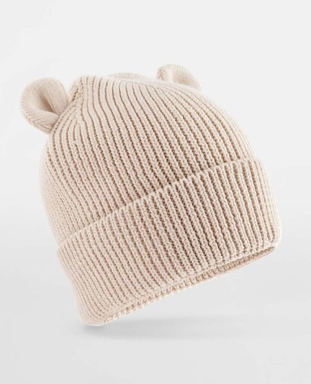 Organiczne beanie Beechfield® Baby Bear z uszkami dla dziecka