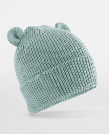 Organiczne beanie Beechfield® Baby Bear z uszkami dla dziecka