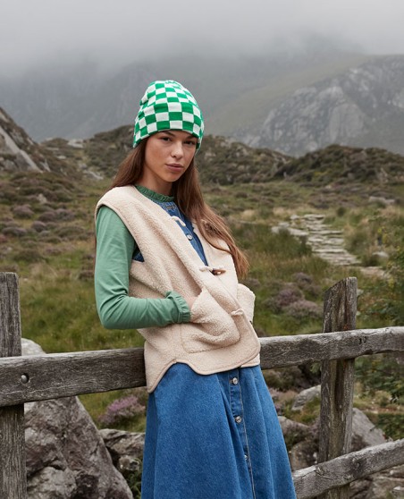 Beanie z drukowaną szachownicą Beechfield® Checkeboard (recykling)