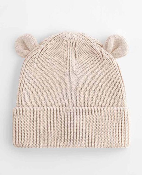Organiczne beanie Beechfield® Baby Bear z uszkami dla dziecka