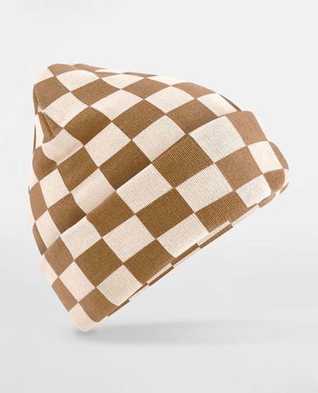 Beanie z drukowaną szachownicą Beechfield® Checkeboard (recykling)